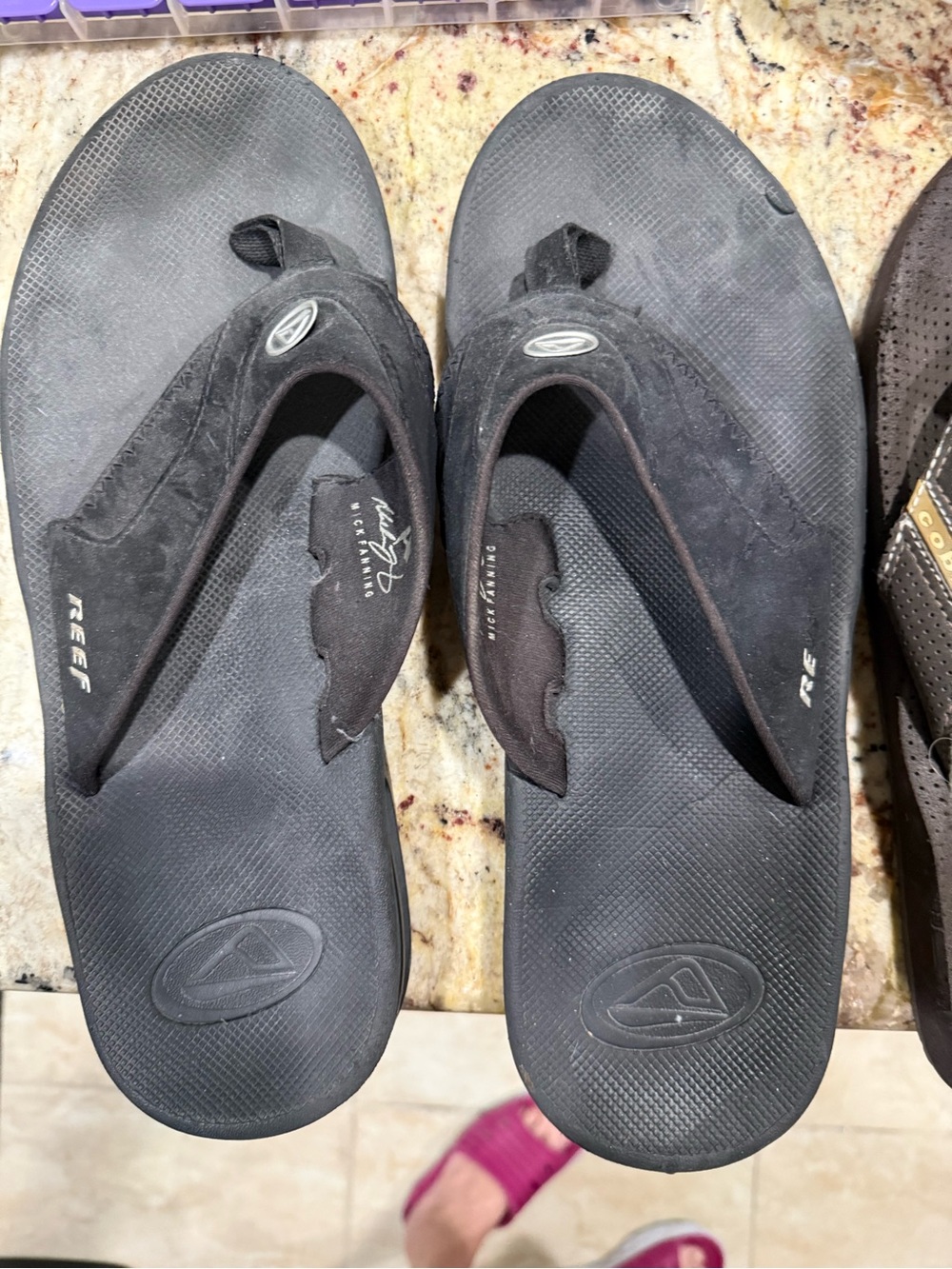 Reef Black Suede Thong Sandals